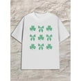 thumbnail image 1 of Shamrock Bow T-Shirt Men white All-season fitness top, stylish athletic look, durable activewear Unique Design Unisex Shirt Graphic Tee tshirts, 1 of 7