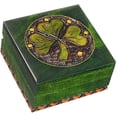 thumbnail image 1 of Shamrock Box Shamrock Box Handmade Linden Wood Celtic Keepsake Jewelry Cufflink Ring Box Made in Poland, 1 of 6
