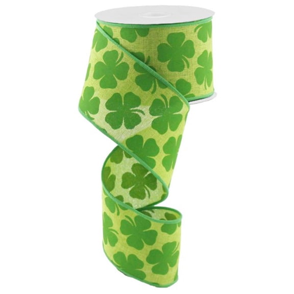 Shamrock Canvas Wired Edge Ribbon - 10 Yards (Fresh Green. Kelly Green, 2.5")