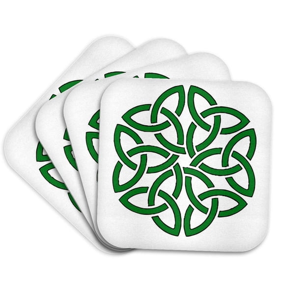 3drose, Shamrock Celtic Art Knotwork Design, Set of 4 Coasters - Soft