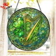 thumbnail image 1 of Shamrock Celtic Harp Glass Suncatcher, St. Patrick's Day Window Art, Irish Music Decor, 3.5 in, 1 of 3