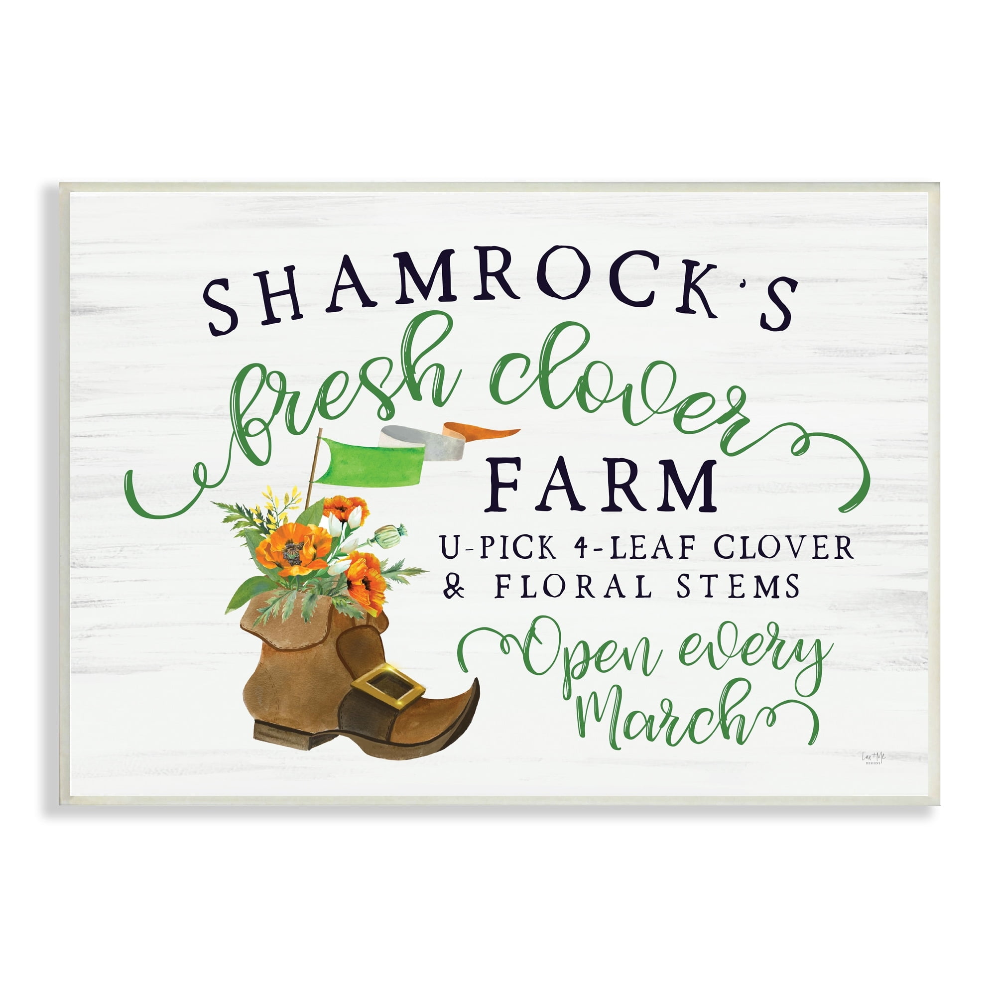 Shamrock Clover Farm Typography Sign Grainy Pattern Inspirational Graphic Art Unframed Art Print Wall Art