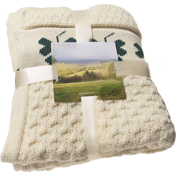 Shamrock Couch 100% Merino Wool Throw Blanket 50"x60" (SHAM-THR-NAT)