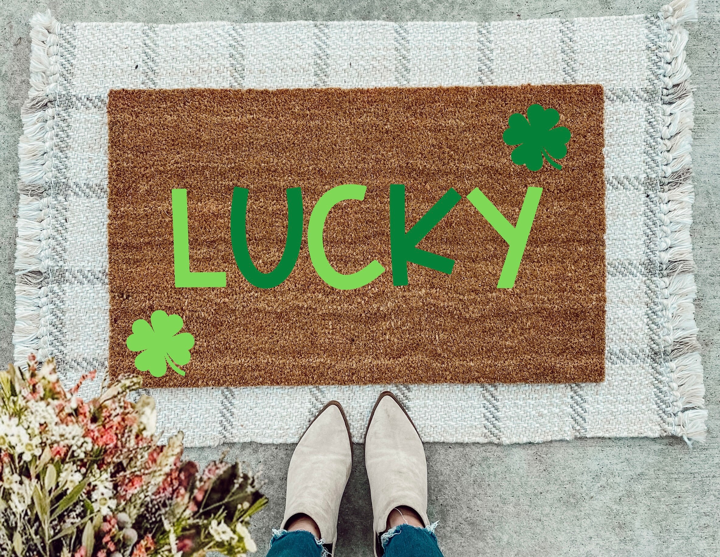 Shamrock Doormat Funny Doormat St. Patrick’s Day Doormat Spring Doormat