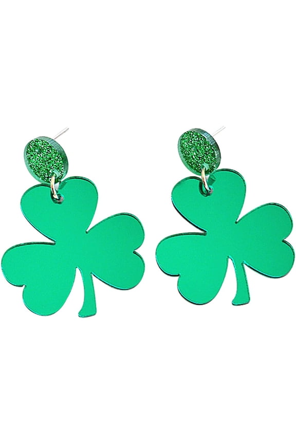 Shamrock Earrings for Women Irish Shamrock Acrylic Dangle Earrings St. Patrick's Day Earring Clover Horseshoe Dangle