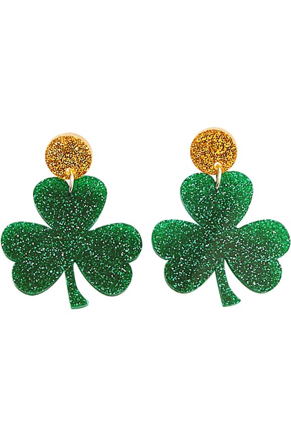 Shamrock Earrings for Women Irish Shamrock Acrylic Dangle Earrings St. Patrick's Day Earring Clover Horseshoe Dangle