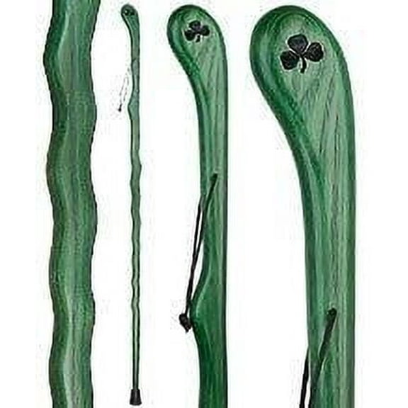 Royal RC Canes Shamrock Engraved Green Ash Walking Cane with Leather Wrist Strap, Walking Stick for Hiking, Walking Cane for Men and Women