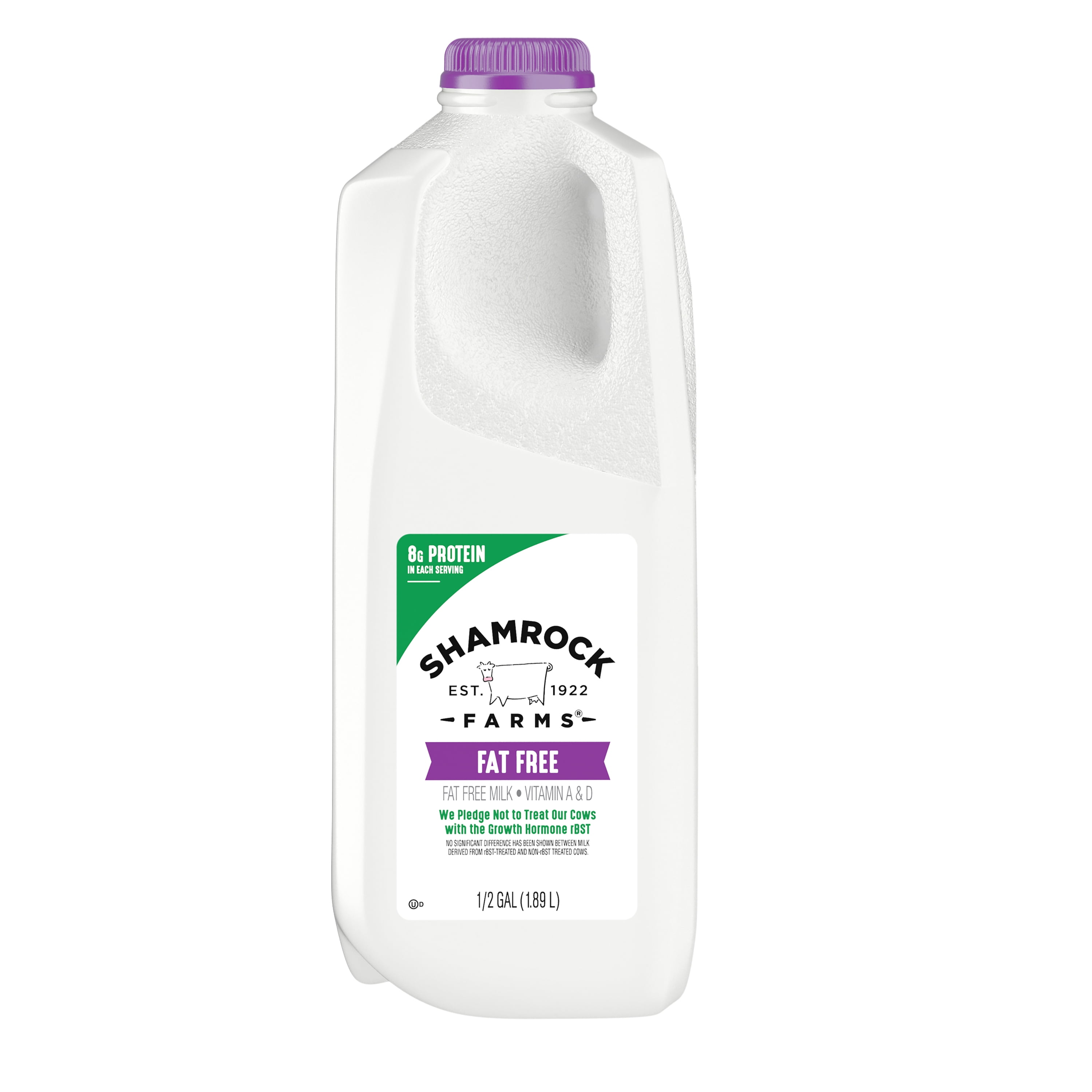 Shamrock Farms FatFree Milk, Half Gallon