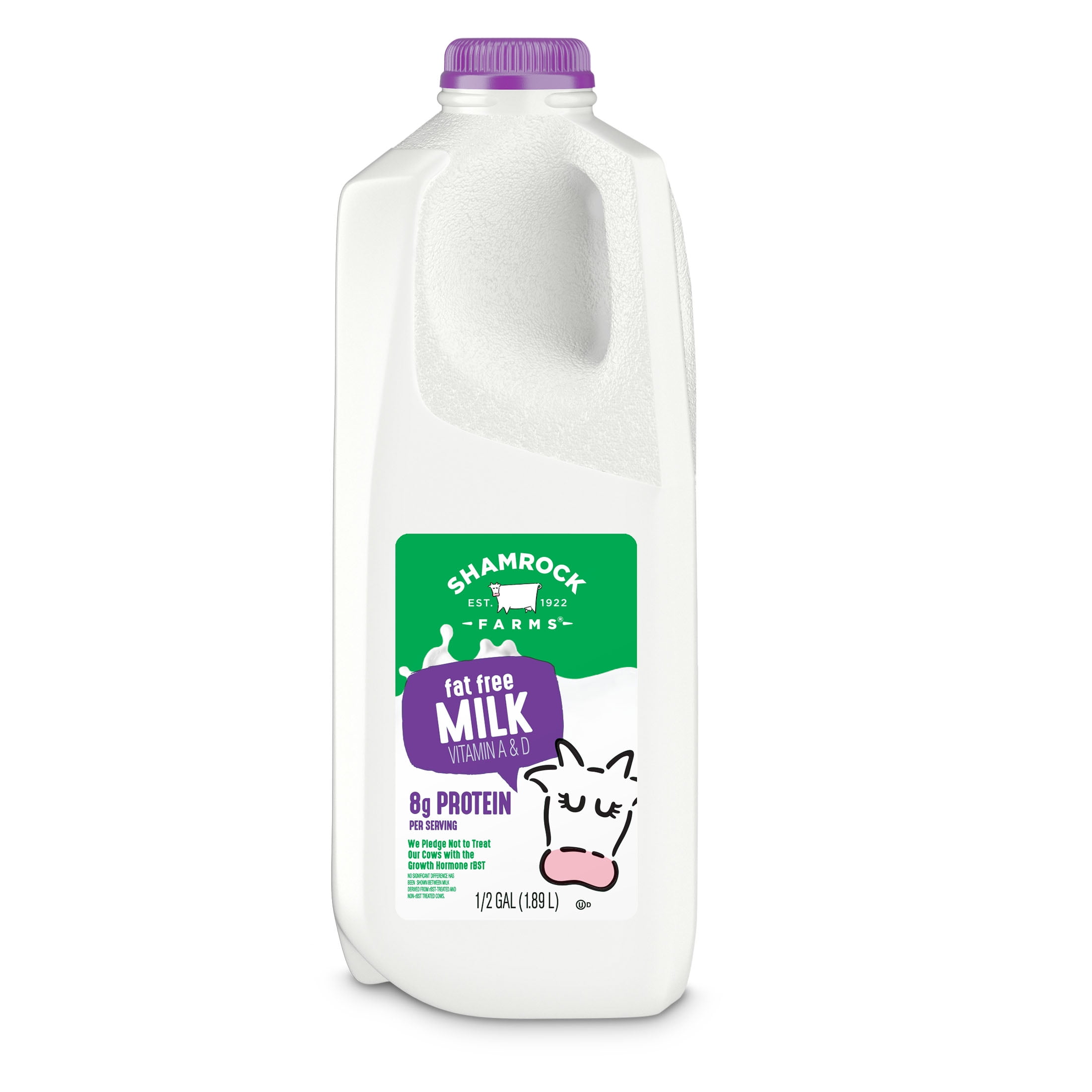 Shamrock Farms FatFree Milk, Half Gallon