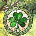 thumbnail image 1 of Shamrock Glass Suncatcher v10, St. Patrick's Day Decor, Irish Window Hanging Art, 7.9 in, 1 of 3