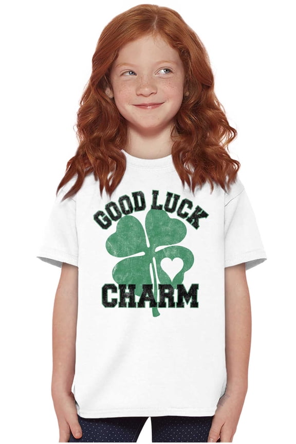 Shamrock Good Luck Charm St. Pattys Girls Kids T Shirt Tees Teen Brisco Brands X