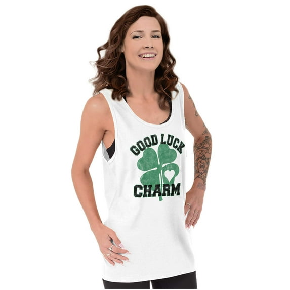 Shamrock Good Luck Charm St. Pattys Tank Top Tee Shirt Women Brisco Brands S