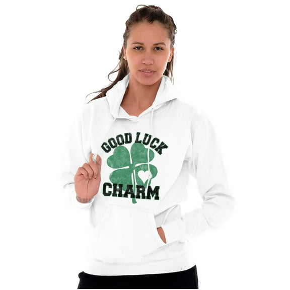 Shamrock Good Luck Charm St. Pattys Women Plus Size Graphic Pullover Hoodie Brisco Brands 2X