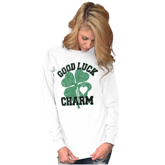 Shamrock Good Luck Charm St. Pattys Women's Long Sleeve T Shirt Brisco Brands S