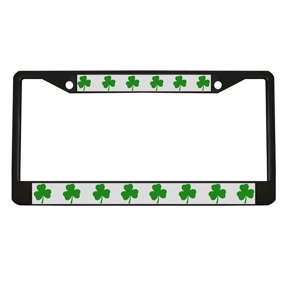 Shamrock Green Irish Ireland Style Metal License Plate Frame Personalized/Car Accessories Car Tag Holder Cover (Black/Silver/Green)