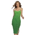 thumbnail image 1 of Shamrock Green (Not Real) Glitter Printed Cross Back Cami Dress, Irish St. Patrick'S Day Fashion Summer Maxi Sexy Casual Dress For Women, 1 of 4