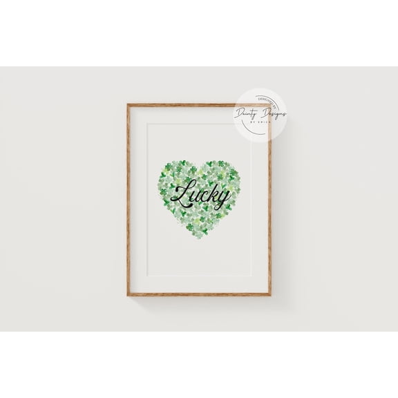 Shamrock Heart 'Lucky' Poster, St, Patrick'S Day Decor, 12x18 UNFRAMED