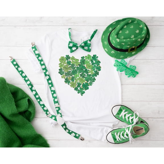 Shamrock Heart Tshirt, Womens St Patricks Day Shirt, Four Leaf Clover Heart Shirt, St Pattys Day Gift,Lucky Shamrock Shirt,Irish Girls Shirt Tshirt All Size S-5XL
