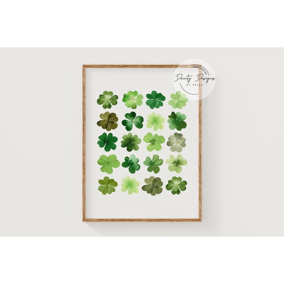 Shamrock Illustration St Patricks Day Wall Art, Unframed Paper Print Size 8x12