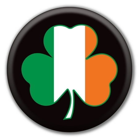 Shamrock Irish Flag Circle Button with Pin Back