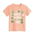 thumbnail image 1 of Shamrock Irish T-Shirts for Kids St Patricks Day Short Sleeve Casual Round Neck Soft Comfortable Spring Summer Boys and Girls Pullover Green Z06-Orange 8-9 Years, 1 of 4