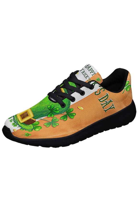 Shamrock Leprechaun's Hat Happy St Patrick Day Shoes Sneakers Black Size 7.5