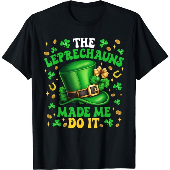 Shamrock Leprechauns Made Me Do It St Patricks Day Boys Men T-Shirt