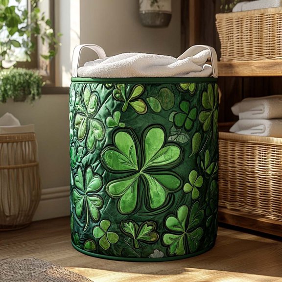 Shamrock Meadow Quilted Laundry Basket