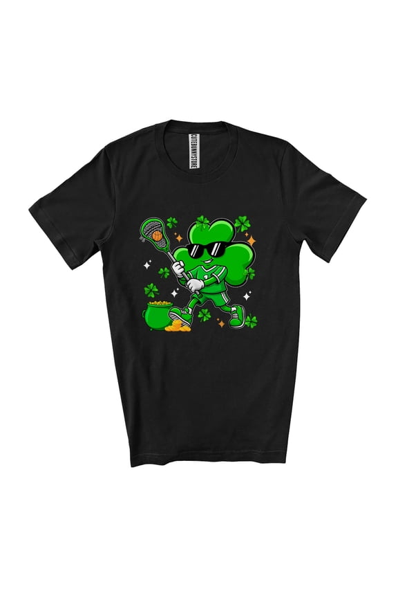 Shamrock Playing Lacrosse; Joyful St. Patrick's Day Boys Sunglasses Player Unisex T-Shirt