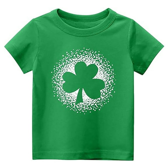 Shamrock Print Shirts for Kids St Patrick's Day Round Neck Short Sleeve Soft Comfortable Casual Spring Summer Boys Girls Apparel T-Shirts X03-Green 3-4 Years