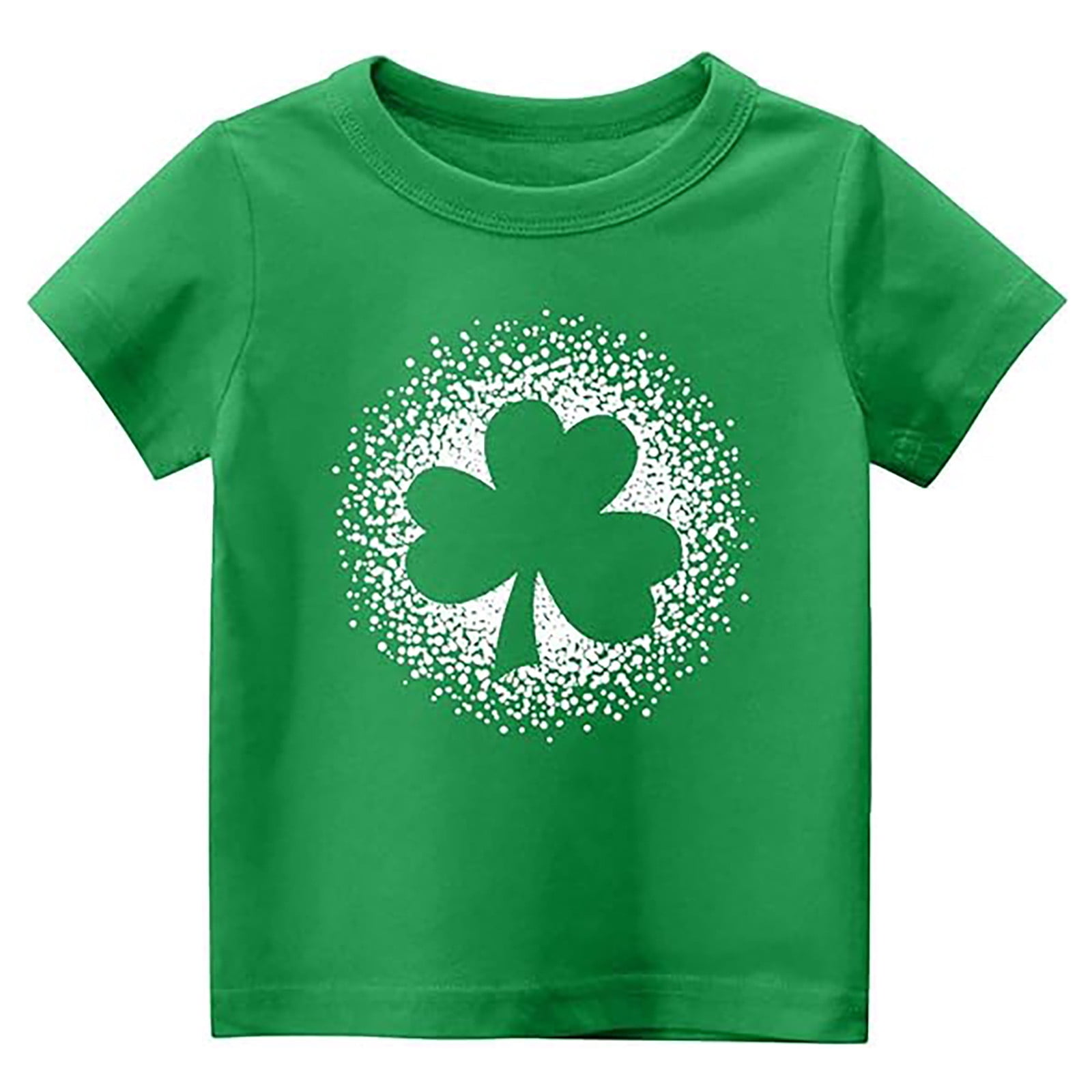 Shamrock Print Shirts for Kids St Patrick's Day Round Neck Short Sleeve ...