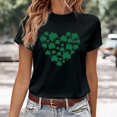 thumbnail image 1 of Shamrock Print T-Shirt Round Neck Cotton Tops St Patricks Day T-Shirt for Girlfriend Funny T-Shirts (Black,XXXL), 1 of 3