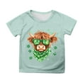 thumbnail image 1 of Shamrock Printed Irish T-Shirts for Kids St Patricks Day Short Sleeve Casual Round Neck Soft Cotton Spring Summer Boys Girls Pullover Top Mint Green 6-7 Years, 1 of 4