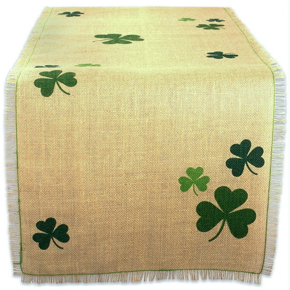 Shamrock Printed Jute Table Runner 14x108"