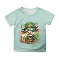 thumbnail image 1 of Shamrock Printed Kids Tops St Patricks Day Short Sleeve Round Neck T-Shirts Soft Cotton Casual Comfortable Spring Summer Boys Girls Apparel Mint Green 12-13 Years, 1 of 4