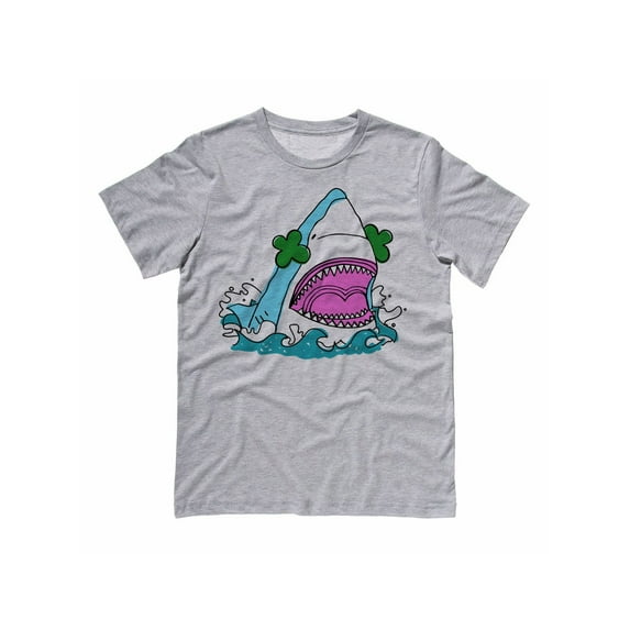 Shamrock Shark St Patrick's Day Shirt Small Grey