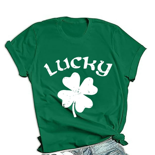 Shamrock Shirts For Women Plus Sizewomens St Patricks Day Shirt Short Sleeve Round Neck Tshirt 7985