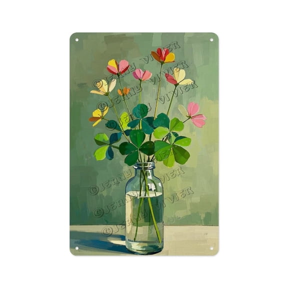 Shamrock St. Patrick's Day Tin Sign – 8x12 Inch Metal Wall Art for Kitchen, Living Room, and Bar