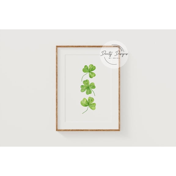 Shamrock St Patricks Day Decorative Wall Art, Unframed Paper Print Size 8x12