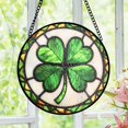 thumbnail image 1 of Shamrock Stained Glass Suncatcher, Green Clover Window Decor, Celtic Style Glass Art, Irish Luck Gift for Home or St. Patrickâs Day, 1 of 5