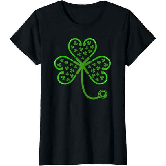 Shamrock Stethoscope Nurse T Shirt St Patricks Day Lucky T-Shirt
