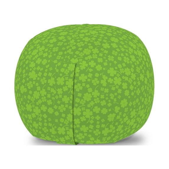 Shamrock Storage Toy Bag Chair, Monochromatic Repetition of Irish Symbol 4 Leaf Clover Botanical Luck Concept, Stuffed Animal Organizer Washable Bag, Large Size, Lime Green, by Ambesonne