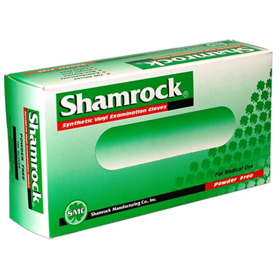 Shamrock Synthetic Vinyl Powder Free Examination Gloves, Medium, 100 Count