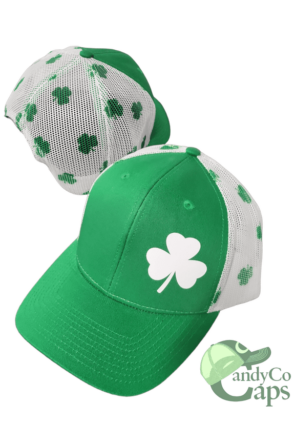 Shamrock Trucker hat pattern mesh backing snapback St. Patrick's day