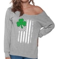 thumbnail image 1 of Shamrock US Flag Graphic Off Shoulder Sweatshirt - St Patrick's Day Off The Shoulder - Irish St. Paddy's Off Shoulder Outfit for Women, 1 of 2