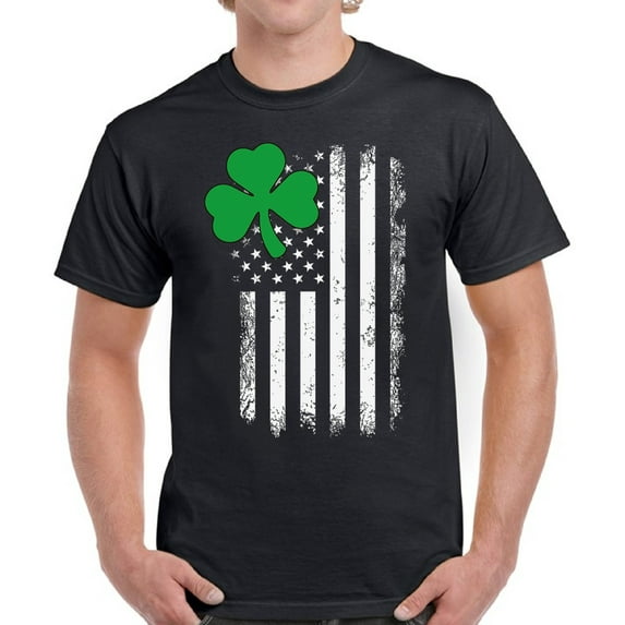 Shamrock US Flag Graphic Shirt - St Patrick's Day Tees for Men - Irish American Party T-Shirt Gifts