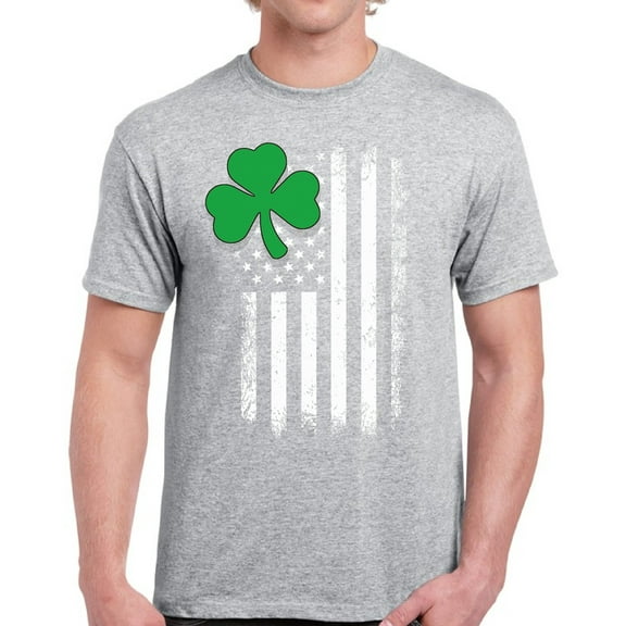 Shamrock US Flag Graphic Shirt - St Patrick's Day Tees for Men - Irish American Party T-Shirt Gifts