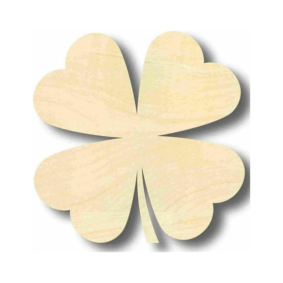 Shamrock Unfinished Wood Craft Lucky Four Leaf Clover up to 46" DIY 4" / 1/2"