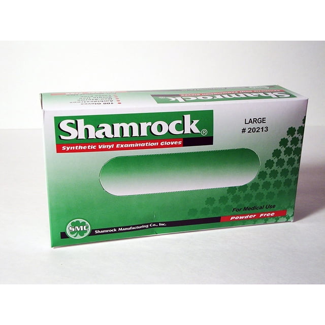 Shamrock Vinyl Powder Free Examination Gloves, 20213, Large, 100 Count