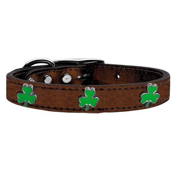 Shamrock Widget Genuine Metallic Leather Dog Collar, Bronze - Size 24